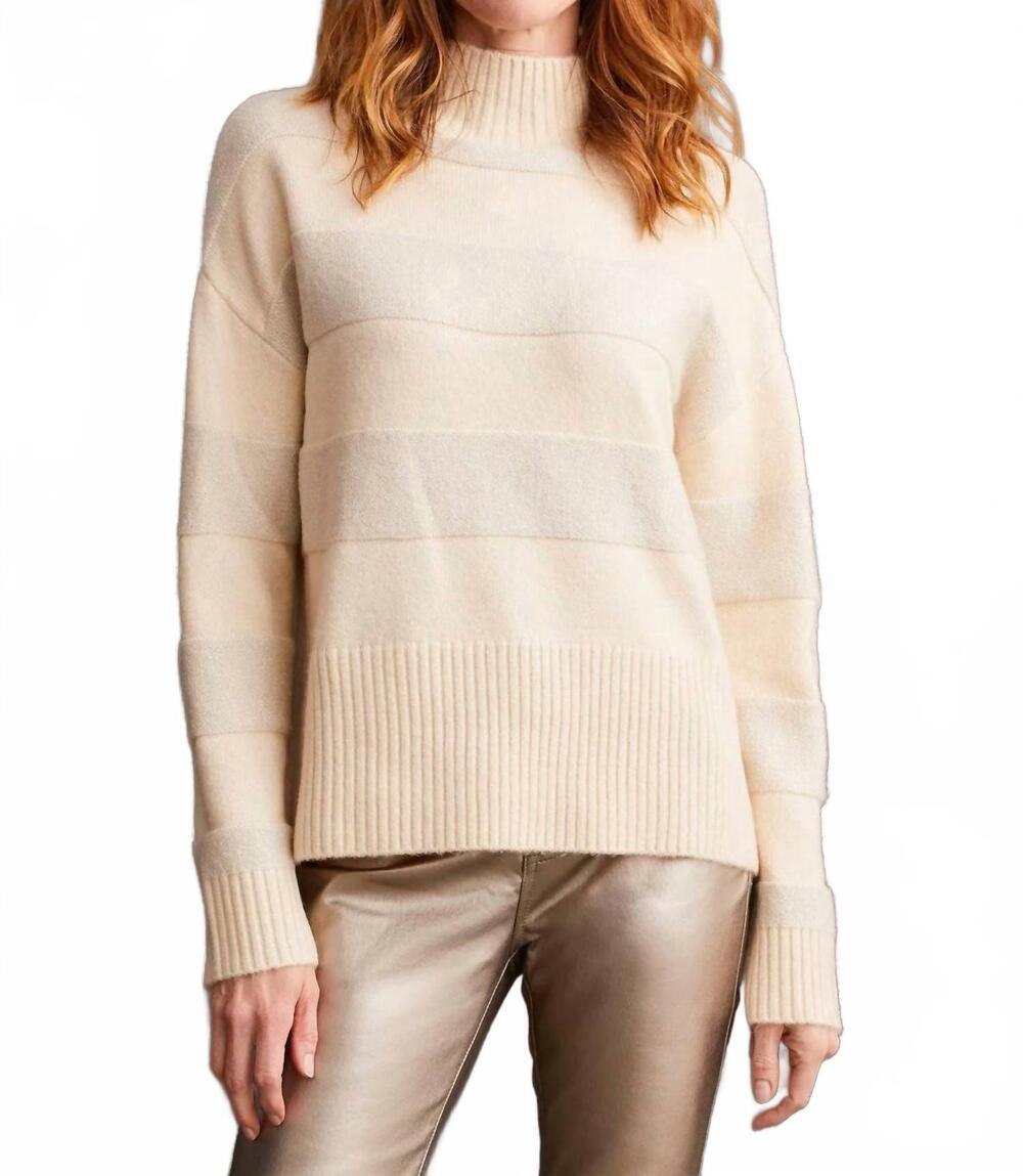 NEW TRIBAL shiny long sleeve mock neck sweater in moonstone